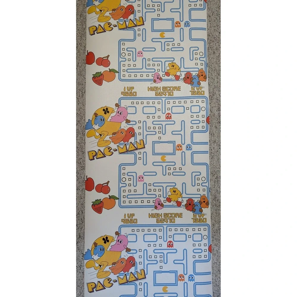 Vintage 1980 Pac-Man Wallpaper Double Roll Retro Arcade Vinyl 100+ sq ft